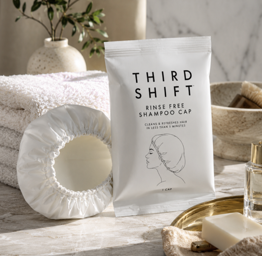 TheYoungGroupNY's tweet photo. This month we're talking about Product Innovation Discoveries!

No. 1: Third Shift Rinse Free Shampoo Cap
Clean &amp; refresh hair in less than 5 minutes. The Shampoo Cap is infused with cleansing ingredients that remove oil &amp; build up. Just wear, massage and go.

#beautymarketing https://t.co/oekSuY9E1u