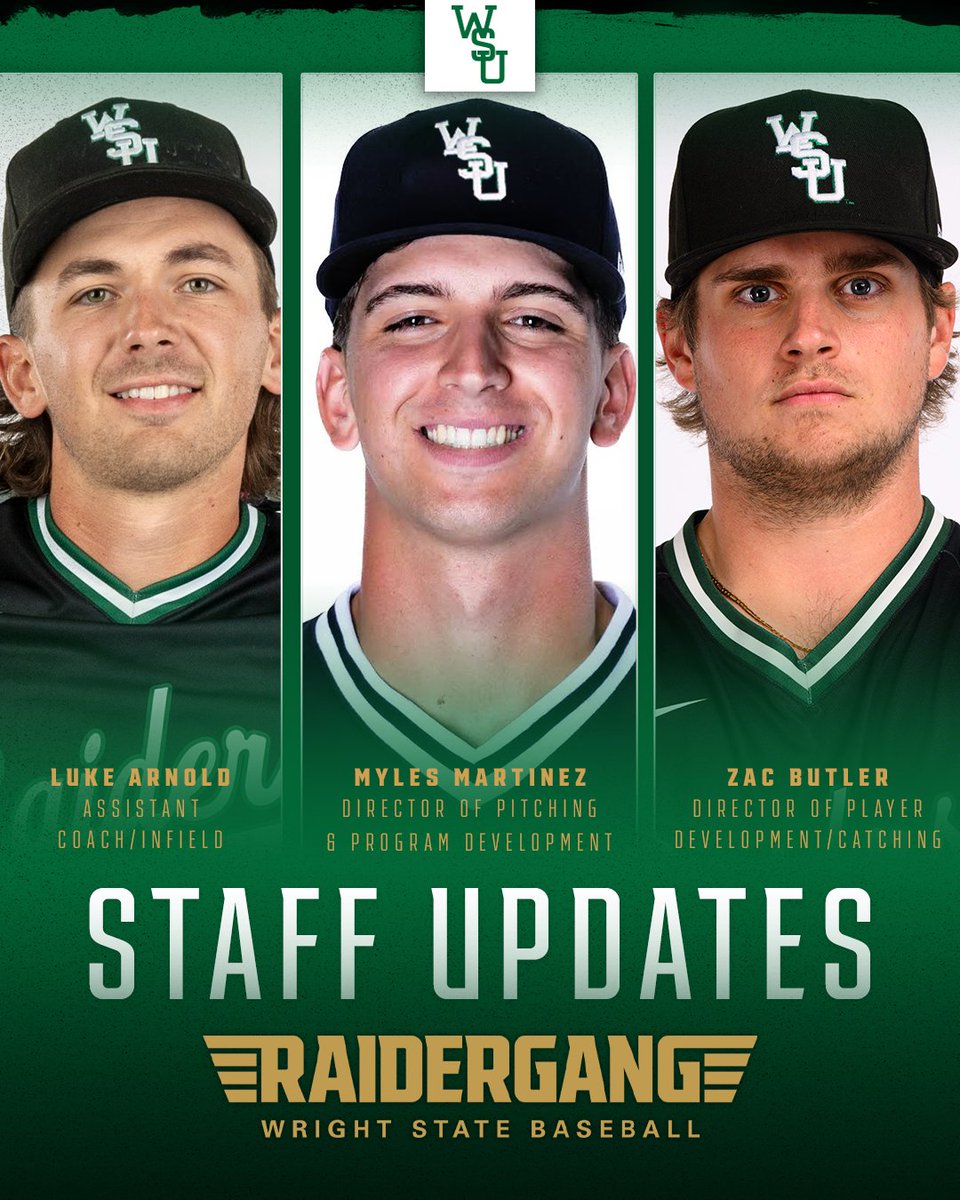 WSURaidergang's tweet photo. 𝐒𝐓𝐀𝐅𝐅 𝐔𝐏𝐃𝐀𝐓𝐄𝐒 🐺⚾️

Coach Sogard rounds out his coaching staff with three new additions, including a pair of familiar faces returning to the program!

📰 https://t.co/tRX5VZMeyD

#Raidergang | #BuildtheMonster https://t.co/o0Q6iNkc7W