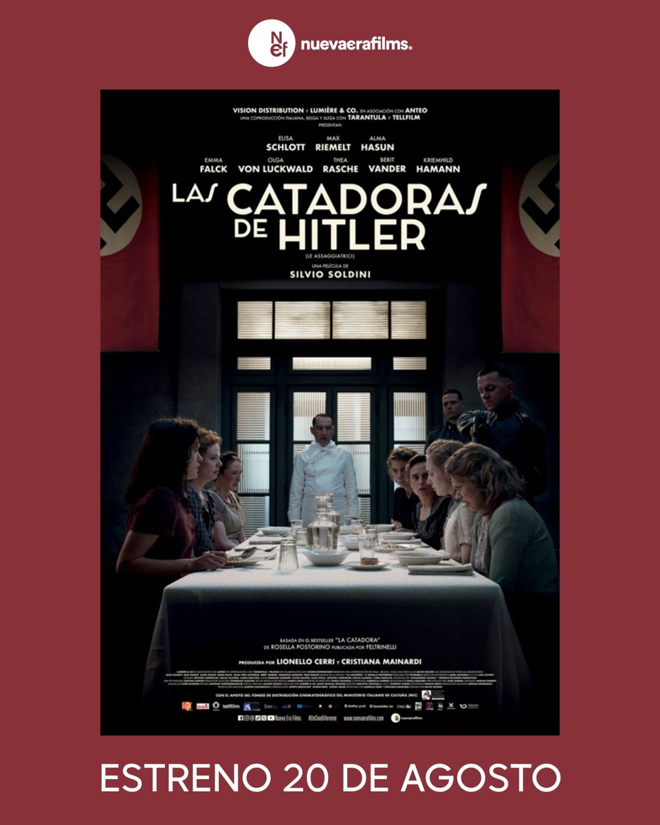 nuevaerafilms's tweet photo. 🍽️ Un bocado. Un peligro constante.

Silvio Soldini dirige «Las catadoras de Hitler», la historia real de las mujeres obligadas a probar la comida del dictador antes de cada plato.

Basada en el bestseller de Rosella Postorino.

🎬 Estreno en cines: 20 de agosto. https://t.co/Hp5fXG8wfR