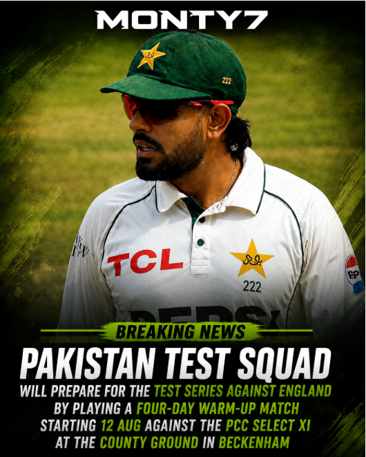 sevenmonty1's tweet photo. Pakistan will prepare for the Test series against England by playing a four-day warm-up match starting 12 August against the PCC Select XI at the County Ground in Beckenham.🇵🇰🏏
#PakCricket #ENGvPAK #TestCricket #WarmUpMatch #PCB #CricketNews #m7 #monty7 #montyseven #Monty7 https://t.co/SdRZaS3FOz
