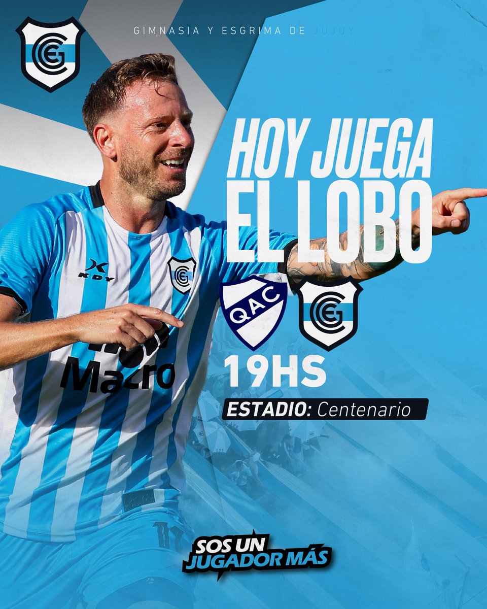 OficialGyEJujuy's tweet photo. ¡𝗛𝗢𝗬 𝗝𝗨𝗘𝗚𝗔 𝗘𝗟 𝗟𝗢𝗕𝗢! 

Esta tarde, desde las 19.00hs, visitamos a Quilmes por la vigésimo primera fecha de la Zona B de la Primera Nacional.

#DaleLobo🐺⚪️🔵 https://t.co/UhjAEKGhke