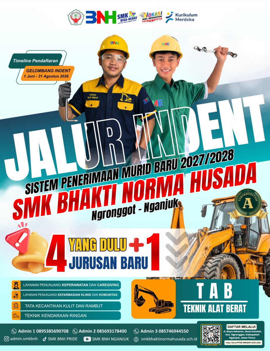 sugenge741's tweet photo. Telah di BUKA "PROGRAM STUDY BARU {TEHNIK ALAT BERAT} 2027/2028". 
SMK BNH SEKARAN NGANJUK JAWA TIMUR INDONESIA salam, SelamatkanAnakBangsa 
 0856-4843-0596🫰🇮🇩 GASS KEN BESTI.... https://t.co/hzNU4moNmP