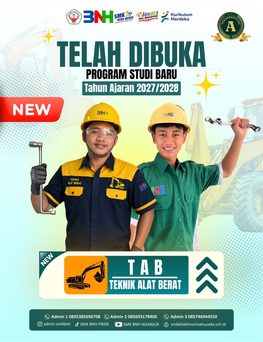 sugenge741's tweet photo. Telah di BUKA "PROGRAM STUDY BARU {TEHNIK ALAT BERAT} 2027/2028". 
SMK BNH SEKARAN NGANJUK JAWA TIMUR INDONESIA salam, SelamatkanAnakBangsa 
 0856-4843-0596🫰🇮🇩 GASS KEN BESTI.... https://t.co/hzNU4moNmP