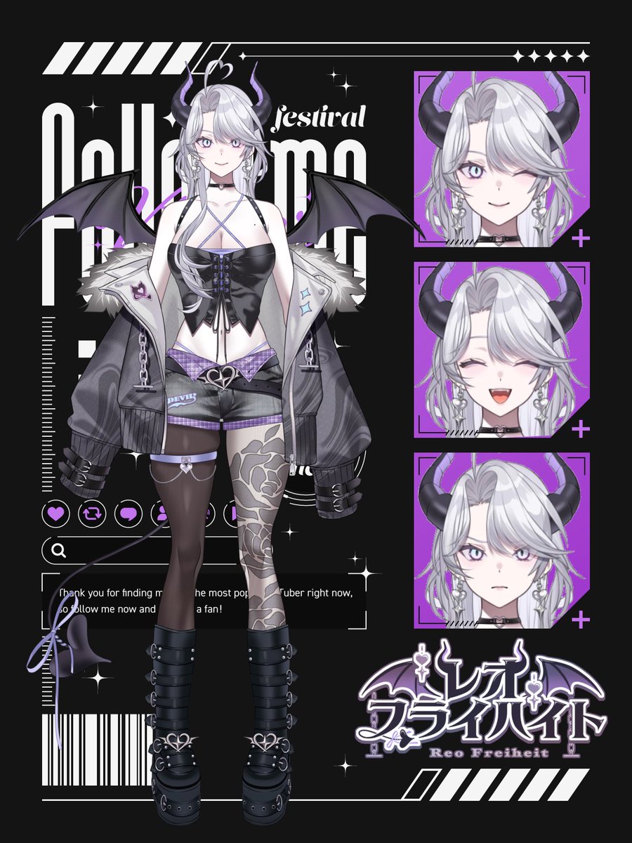 reoreo819's tweet photo. 初めまして!
人間界に憧れて魔界から来た自由な悪魔

レオ・フライハイト😈🕊️💗

😈歌とゲーム大好き
🕊漢字弱者でポンコツ
💗夜更かし大好き

ふわっちで8月11日デビュー✨

💜＋♻️＋👤でゆっくりお迎え行きます
 #8月のVTuberフォロー祭り #新人VTuber #VTuber準備中 #VTuber好きさんと繋がりたい https://t.co/d3L44rCamz