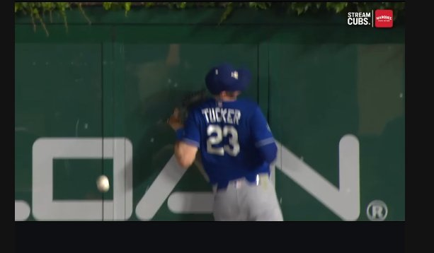 CHI2COL's tweet photo. @MLB @Cubs Someone ask Kyle Tucker how the wall tastes. 😂😂 https://t.co/5kayhXgYxM
