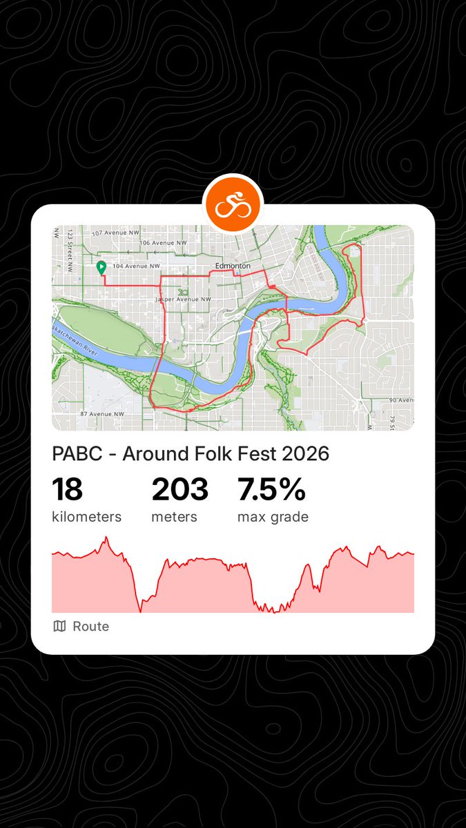 peaceavebike's tweet photo. Wed Aug 5 - Folk Fest Loop

As we have done in prior years, we are heading over to Gallagher Park ahead of the 2026 Edition of Folk Fest. There are 3 significant climbs so bring those legs!

Surface Type: 99% paved

See you at Wîhkwêntôwin Pool for 6:30 PM. https://t.co/dcckRYgwu6