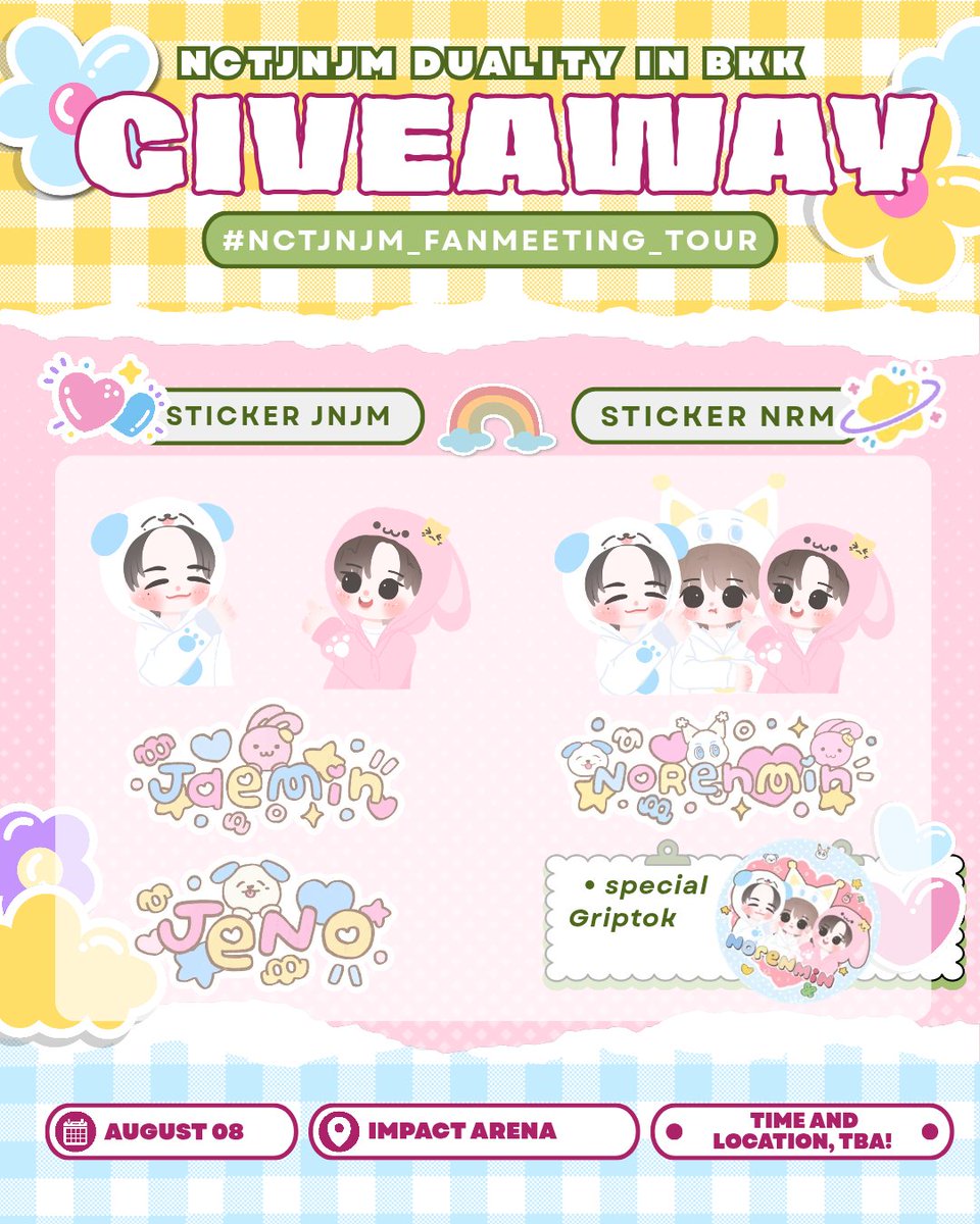 junnoey_'s tweet photo. giveaway nct jnjm duality in bkk 💙💗

♡ สติ๊กเกอร์ JENO JAEMIN 50 EA
and สเปเช่ว #norenmin shipper 
* Griptok 10 EA
* สติ๊กเกอร์ NORENMIN 50 EA

📍impact arena 
08/08 aug 

#NCTJNJM_FANMEETING_TOUR 
#NCTJNJM_FANMEETING_TOUR_DUALITY
#NCTJNJM_FANMEETING_TOUR_in_BKK https://t.co/jwTAmHRj7t