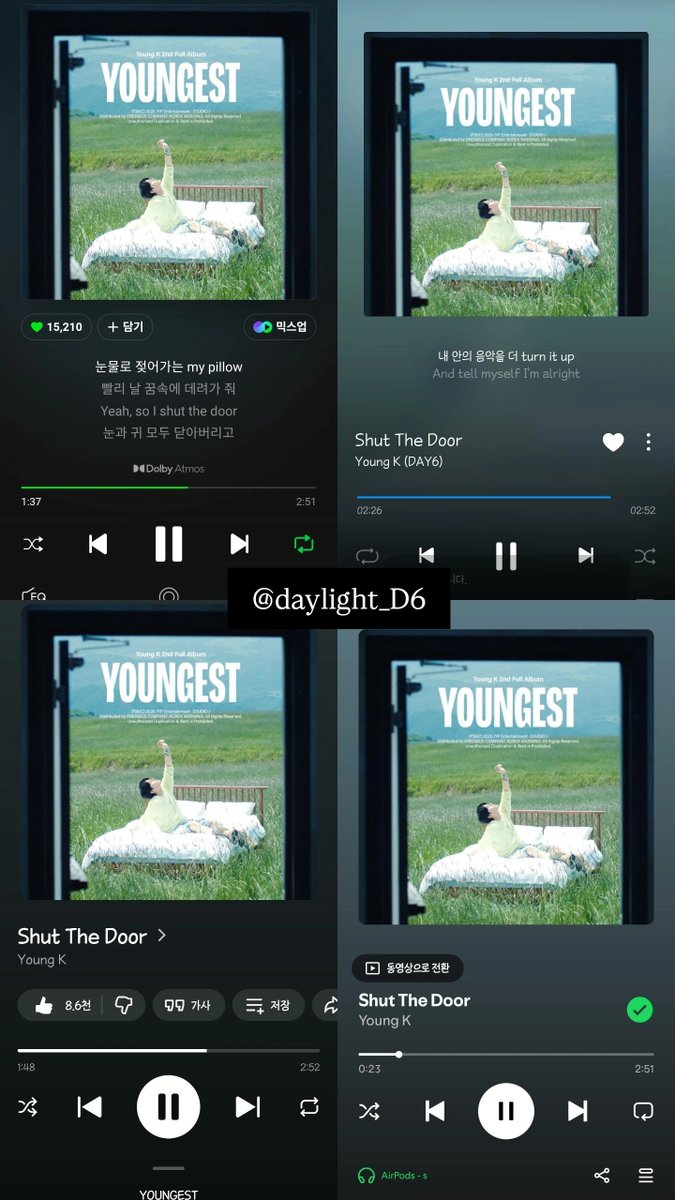 daylight_D6's tweet photo. #영케이 #YoungK #데이식스 #DAY6
♡♡♡셧더도어 대박♡♡♡

스밍인증합니다! https://t.co/7X7pOaARAV