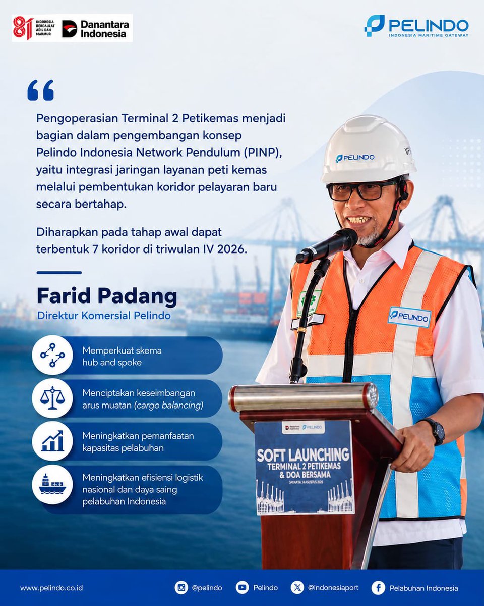 indonesiaport's tweet photo. Halo #Portizen,

Pelindo melakukan soft launching sekaligus tahap uji coba operasional Terminal 2 Petikemas ditandai dengan sandar kapal perdana MV Meratus Konawe di Pelabuhan Tanjung Priok.

#Pelindo #TransformasiPelindo #Pelabuhan #Logistik https://t.co/EHDVjJb3gf