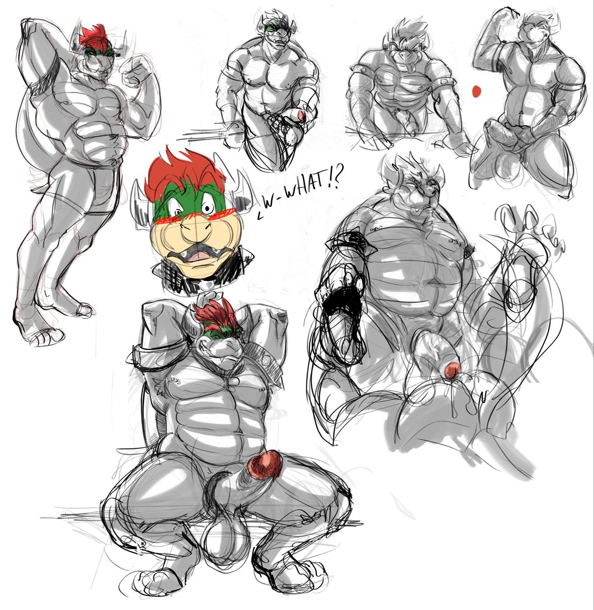 RoninKinX's tweet photo. Sketches for #bowserday #bowserday2026 #bowsernight #bowsernight2026 #nsfw #furryㅤㅤㅤ https://t.co/xr3iagCRpR