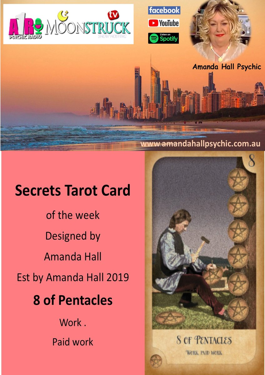 PsychicAmandaH's tweet photo. Amanda Hall Psychic-04/08/2026 
Show No 463 https://t.co/QxjRrp6ny2
Private reading https://t.co/8ARMz8fCdW
Tarot Card of week #8ofpentacles https://t.co/iDlA7woe2b