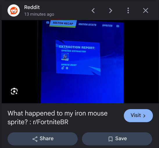 rollingnachos40's tweet photo. Theres a problem with the new Iron mouse sprite.
me and friends have already obtained it but there's a issue we extracted it and it ain't in our sprite list for some reason its not discovered for some reason. Epic games fix this, @TimSweeneyEpic @Fortnite #gaming #ironmouse #new https://t.co/bmbu4xyFoE
