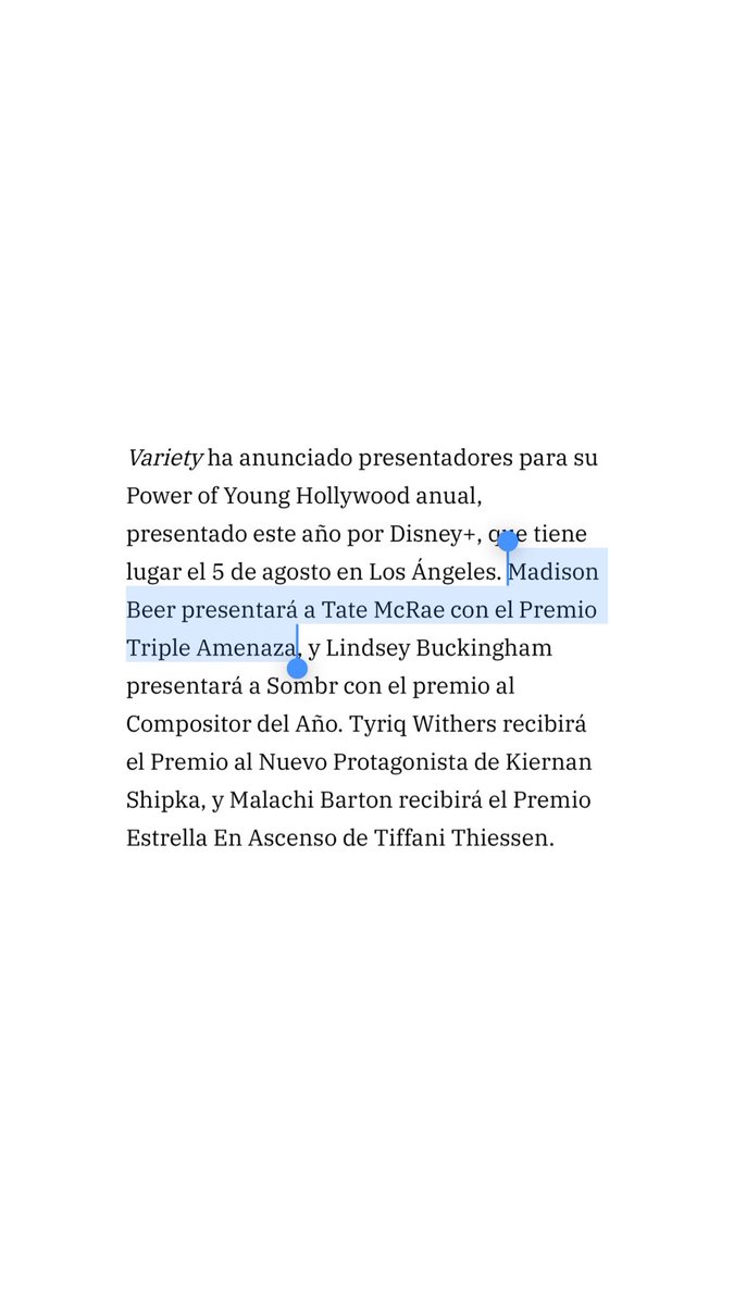 mb3_cr's tweet photo. #madisonbeer se une al “poder de la joven Hollywood” de este año como presentadora.
 — Presentará a #TateMcrae con el premio “triple amenaza” mañana en Los Ángeles ˖𓍢ִ໋໒꒱˚

𐙚 : #madisonbeerfan #madisonellebeer #latinoamerica #costarica . ⋆˚࿔ https://t.co/4CSCfqraUN