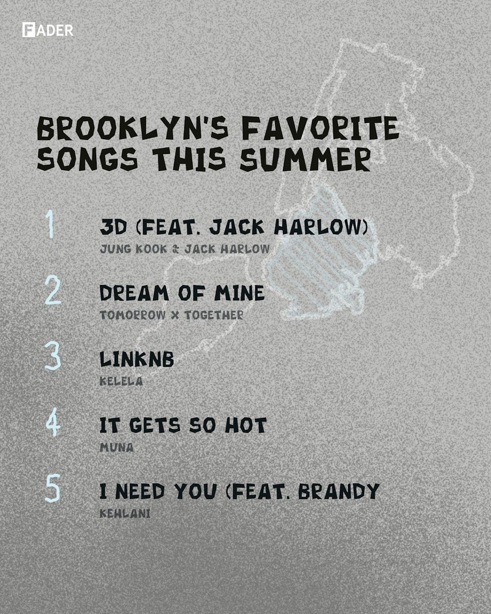 moachartdata's tweet photo. #TXT's "Dream of Mine" was the 2nd favorite song in Brooklyn, New York this summer, according to Spotify data. 

“STICK WITH YOU” as well was listed as popular in New York City. https://t.co/7OJP8rNmHV