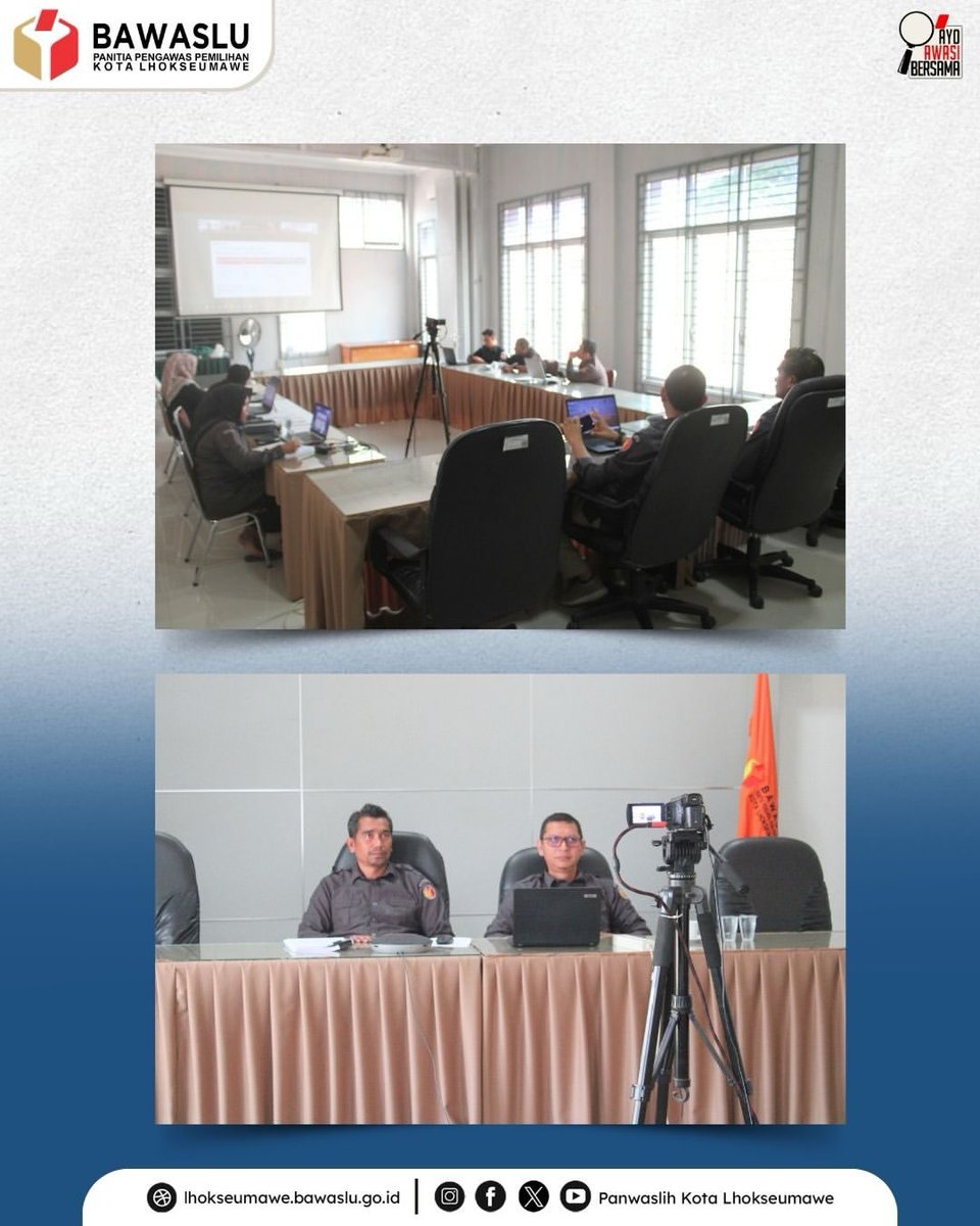 Panwaslih_LSM's tweet photo. Bawaslu Kota Lhokseumawe mengikuti kegiatan Bawaslu Membelajarkan Vol. 2 Tahun 2026 yang diselenggarakan oleh Bawaslu RI secara daring melalui Zoom Meeting, Senin (3/8/2026). https://t.co/UTXMqoSi1D