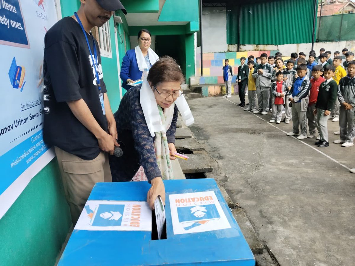 TheMsnEducation's tweet photo. By the divine guidance of Shri Vibhu ji Maharaj, the team of Manav Utthan Sewa Samiti, Darjeeling, successfully placed a Mission Education Box at Sunrise School, Lebong at the end of the month of July 2026.
#missioneducation
#educate
#EducatechildEducateNation https://t.co/Qm9vEoWvth