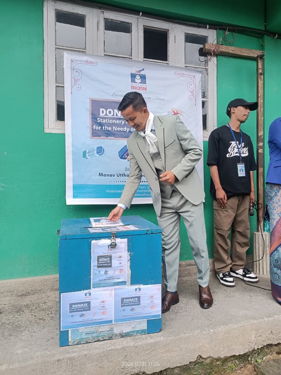 TheMsnEducation's tweet photo. By the divine guidance of Shri Vibhu ji Maharaj, the team of Manav Utthan Sewa Samiti, Darjeeling, successfully placed a Mission Education Box at Sunrise School, Lebong at the end of the month of July 2026.
#missioneducation
#educate
#EducatechildEducateNation https://t.co/Qm9vEoWvth