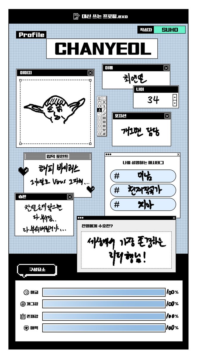 MarkasLotto's tweet photo. 050826 [For. EXO-L] NEW Profile (1/2)

Apa arti sehun bagi Suho
🐰 => 🐣 (manusia terbaik)

Apa hubungan Chanyeol dengan D.O.
🐧 => 🍒 (teman)

Apa arti Suho bagi Chanyeol
🍒 => 🐰 (Pemimpin yang paling saya hormati didunia!)

#HappyEXOLDay
#12YearsofEXOLove
#EXOL12thAnniversary https://t.co/I1yaIS4fOj