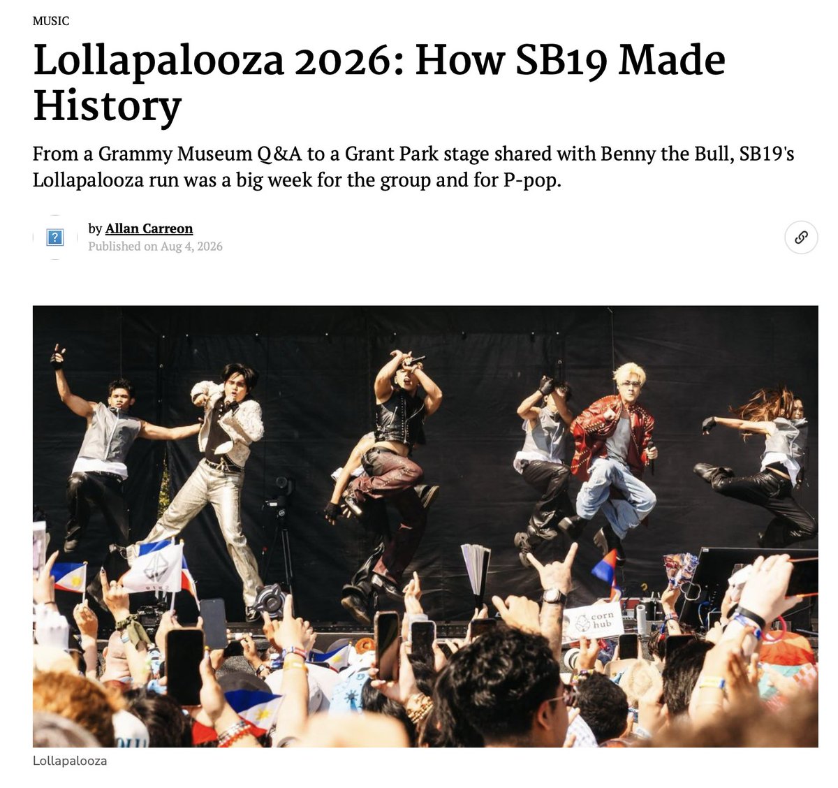 SoundBreakPH's tweet photo. "The set became one of the more talked-about stages of the festival and has been picked up by a bunch of prominent media outlets and local Chicago TV stations."

SB19 RADIO TAKEOVER
@SB19Official #SB19
#SB19RadioOnAppleMusic

👇🏻
https://t.co/Y27y26P7CS https://t.co/fnKE59GtCo