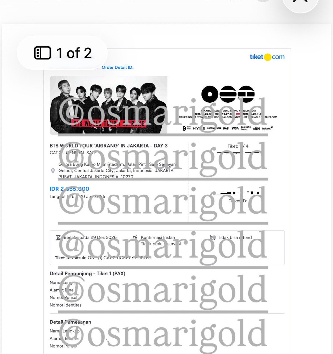 osmarigold's tweet photo. *NOTE: Semua data pake data jastip ya army.

Aku gajadi nonton karena mau liburan akhir tahun, tolong dibeli yahh in rush buat liburan. Kalo masi ragu bole scroll media X akun ini aja krn aku dulu buka GO &amp; pernah sell tix konser SVTRH JKT 🥰 https://t.co/Kre83e10Bc