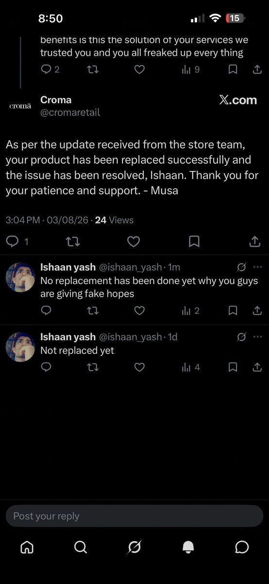 ishaan_yash's tweet photo. No replacement has been done yet @cromaretail @LGIndia why are you guys are so fake and giving fake hopes what’s the main issue i am facing the problem from 3 months with your refrigerator replace it at any cost otherwise we will go to consumer court for this behaviour https://t.co/502kyBfdfB