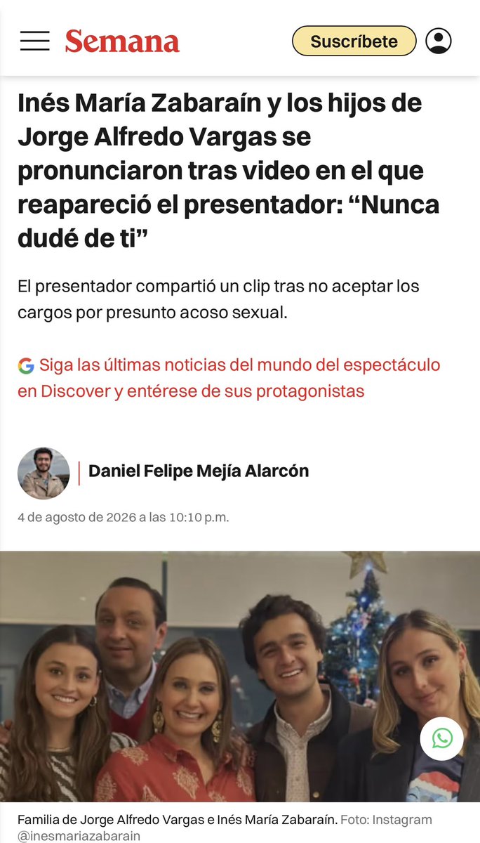 VickyDavilaH's tweet photo. Inés María Zabaraín y los hijos de Jorge Alfredo Vargas se pronunciaron tras video en el que reapareció el presentador: “Nunca dudé de ti”

https://t.co/gZCqunsVVi https://t.co/Q5Qy3Y1q2r