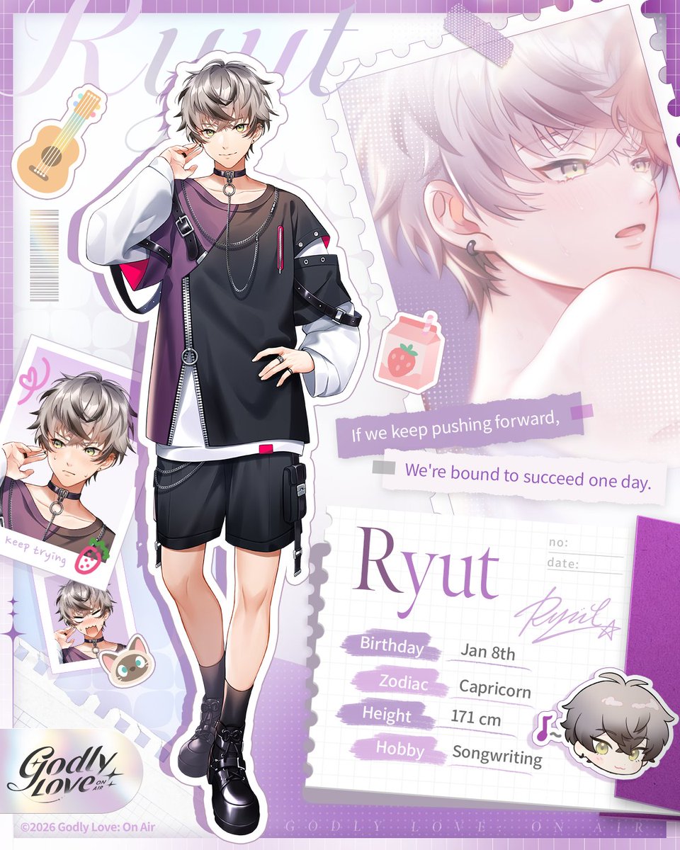 KamiKoi_EN's tweet photo. ⭐Character / Ryut

"If we keep pushing forward, We're bound to succeed one day."

Leader of the new idol group Starfire, Ryut has a talent in songwriting.
A perfectionist to his core, he is disciplined and meticulous.

He is reserved but deeply devoted in love. Often mistaken as distant due to an inability to communicate effectively, he is actually a quiet supporter and protector of those around him.

#BL #BoysLove #GLOA #GodlyLoveOnAir