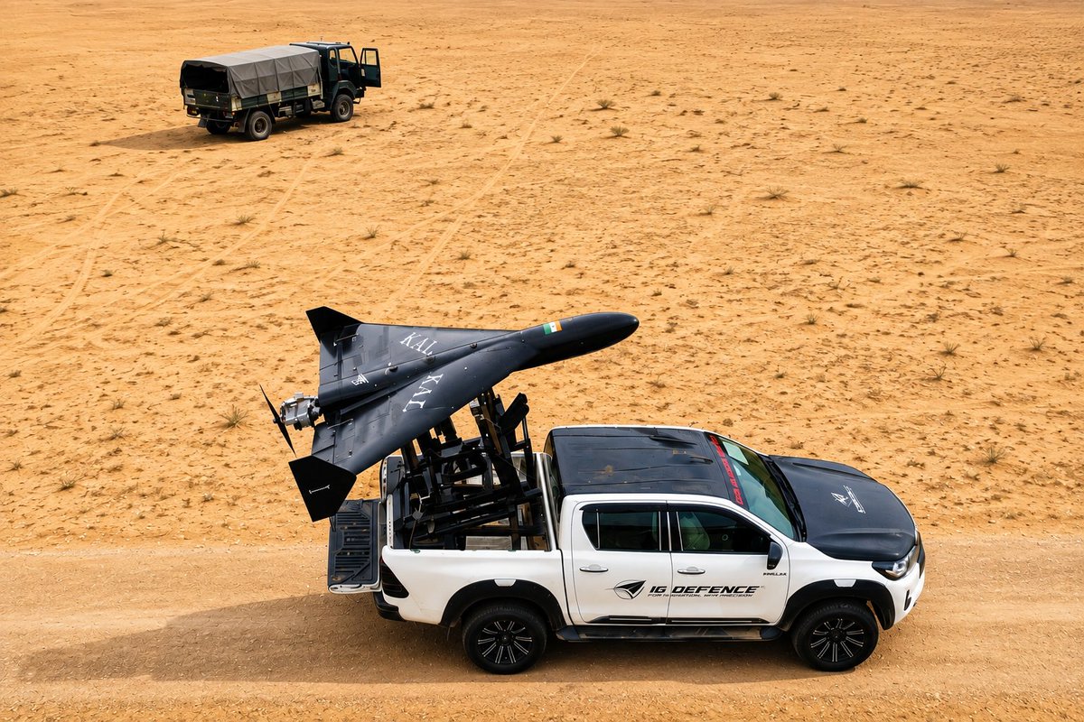 ReviewVayu's tweet photo. Interesting!

IG Defence is positioning KAL, India’s 1000 km Shahed class long range one way attack drone, for international export opportunities, subject to applicable Government of India approvals.

"With an operational range of up to 1,000 kilometres, an endurance of 7–8 hours and the capability to carry a 50 kg payload, KAL is designed to conduct long range precision strike missions in contested environments".