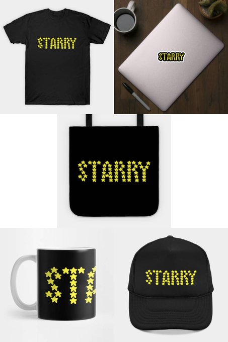 paintfullmind's tweet photo. Cartoon #starry #typography Check out products with this design in my bio link (Teepublic)                                                                #art #drawing #teepublic #tshirt #totebag #Sticker #cute https://t.co/WRiBSQlFiE