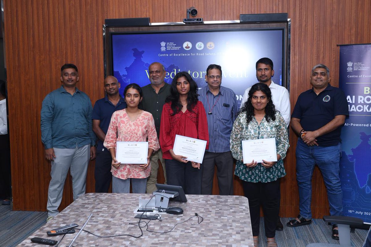 MORTHIndia's tweet photo. Young Minds. Smarter Solutions. Safer Roads.

The BIMSTEC AI Road Safety Hackathon 2026 brought together young innovators from BIMSTEC nations to develop AI-powered solutions for road law awareness, infrastructure reporting and emergency response. Organized by MoRTH in association with the Ministry of External Affairs and Centre of Excellence for Road Safety, IIT Madras, the Hackathon showcased the power of innovation and regional collaboration to advance road safety.

#BIMSTEC #RoadSafety #AI #Innovation #SadakSurakshaJeevanRaksha