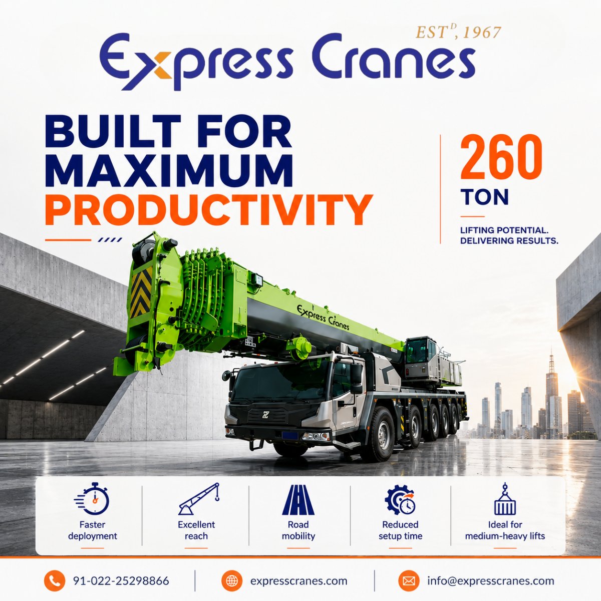ExpressCra61360's tweet photo. 🏗️ Every hour on site counts. Our 260 Ton all-terrain crane delivers faster deployment, excellent mobility &amp; reliable lifting performance to keep projects moving efficiently.

#ExpressCranes #260Ton #HeavyLifting #CraneRental https://t.co/5JSVlp5eXo