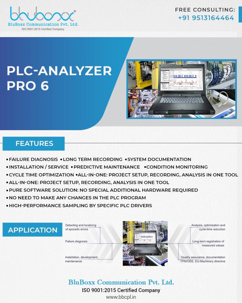 BluBoxx_IND's tweet photo. 🚀Maximize PLC efficiency with PLC-Analyzer PRO 6 from BluBoxx.
Diagnose faults, reduce downtime & optimize machine performance all without PLC program changes.⚙️
https://t.co/ffWCtGYDTo
#BluBoxx #PLCAnalyzer #IndustrialAutomation #PLC #Industry40 #industrialnetworking #iiot https://t.co/VOoxynY9yU