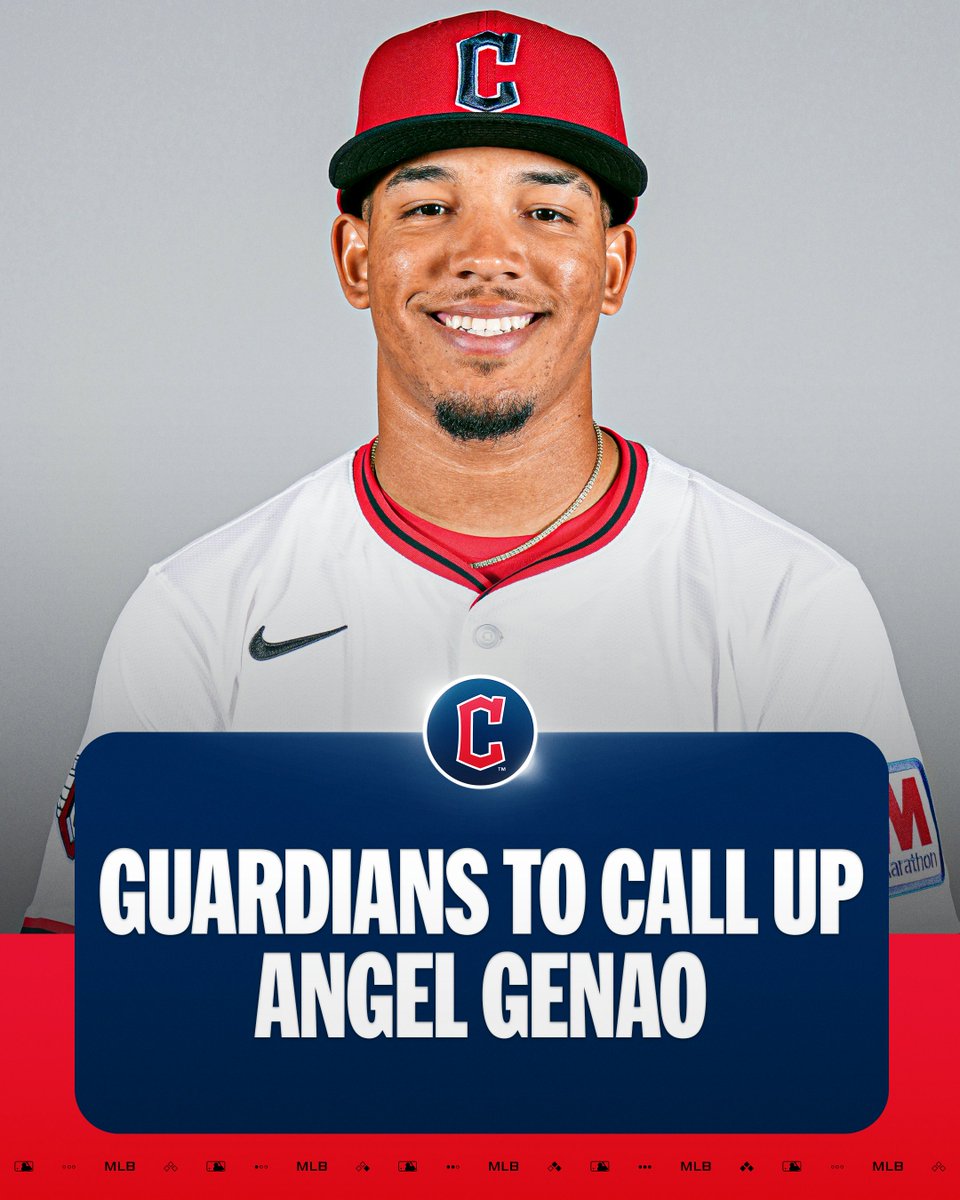 MLB's tweet photo. Guardians reportedly to call up INF Angel Genao, @MLBPipeline's No. 39 overall prospect, per multiple reports including MLB's @Tim_Stebbins. https://t.co/DV772KrqTO