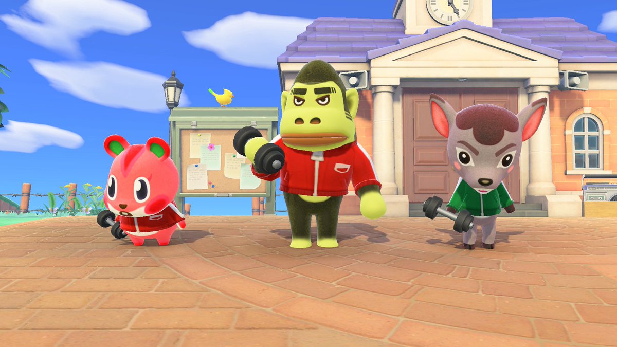 puo_games's tweet photo. ちょっと久しぶりにあつ森開いたら広場に筋トレ部いたんだけど🙃 https://t.co/eoEEn90pYm