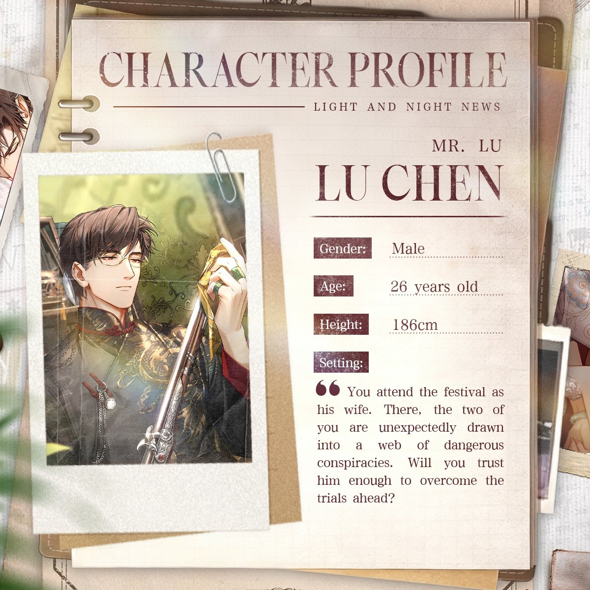 LightnNightnews's tweet photo. CHARACTER PROFILES | EMBERS OF AN ENDLESS DREAM

What if the Light and Night boys had their own character profiles for this Multi Banner?

Are you curious about this event's story with your husbands? Don't forget that besides the Ending 1 everyone gets to read, there's still an Ending 2 waiting to be unlocked.

Download now:
App Store: https://t.co/1424Z611x6
Google Play: https://t.co/GZW52vdMlO

Follow this page for the latest updates, announcements, and news about Light and Night across Southeast Asia!