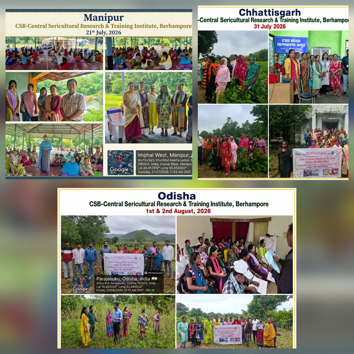 CsrtiBerhampore's tweet photo. CSB-CSRTI Berhampore organised climate-resilient sericulture extension programs empowering farmers across Manipur, Odisha, and Chhattisgarh states. #csb #ministryoftextiles #silk https://t.co/Mcp8J4zUx0