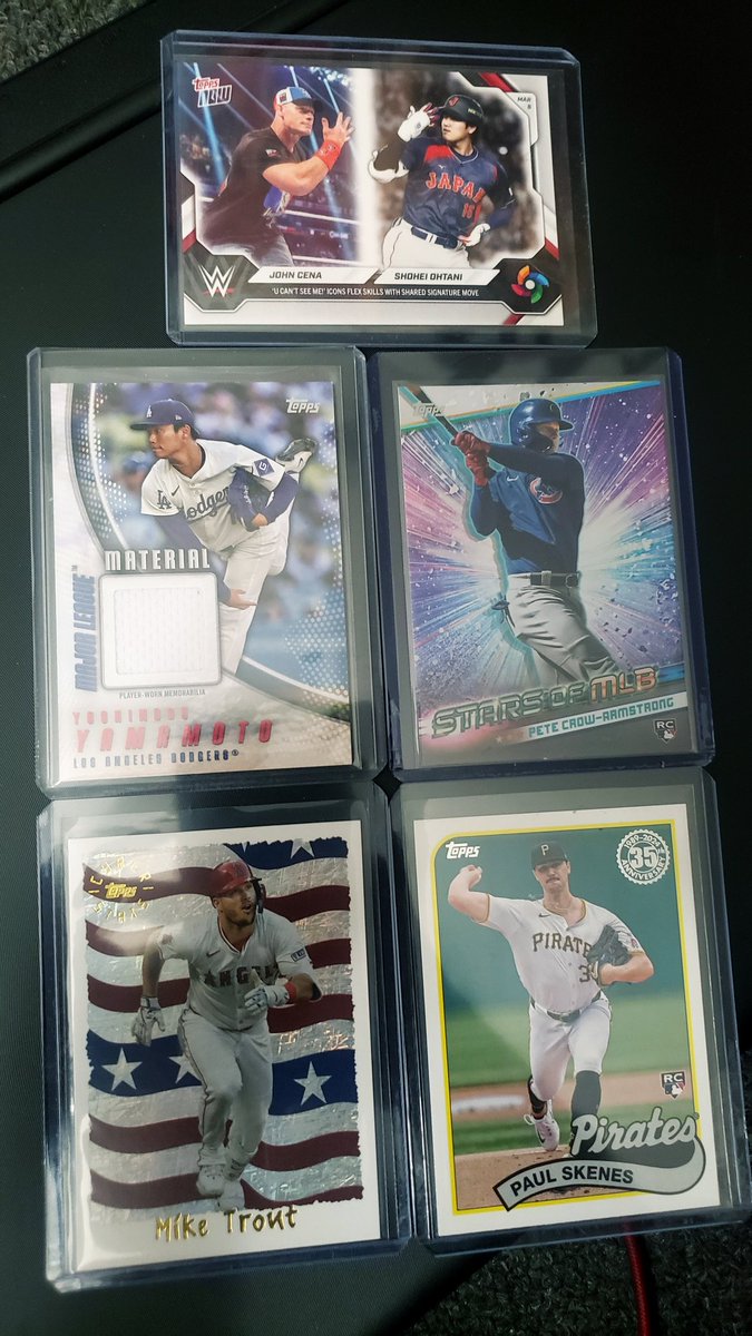 Polysick1's tweet photo. @CardPurchaser Random stuff I need to sort away in my hoard. Does CENA/Ohtani go with my WWE or Baseball? lol Maybe I need 2. https://t.co/RWf5XUDkXf
