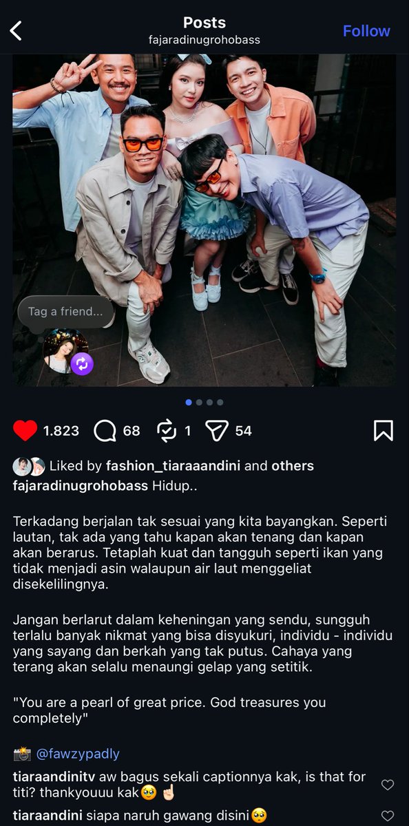 purplenotes's tweet photo. Alhamdulillah tiara di kelilingi tim tim kompak, aspri, stylisth hair do mua dancer band-band nya pada rajin ngupload tiap titi pertform bahkan nge post foto2 yg gapernah titi post klau tiara rilis lagu baru buat support karyanya. Timnya  juga rajin nge repost konten tiktok dll https://t.co/tUUGssvMzq