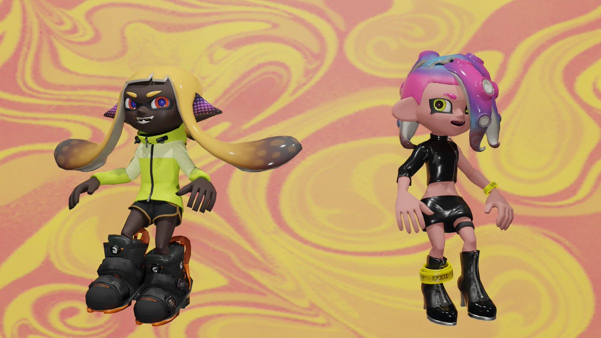 CrownGamer901's tweet photo. Made it just before the day ended. Happy 8/4 Day!

#Splatoon #Splatoon2 #Agent4 #Agent8 #splatblend #blender https://t.co/sxk32IDdpa