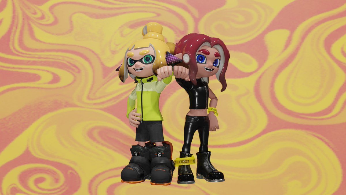 CrownGamer901's tweet photo. Made it just before the day ended. Happy 8/4 Day!

#Splatoon #Splatoon2 #Agent4 #Agent8 #splatblend #blender https://t.co/sxk32IDdpa