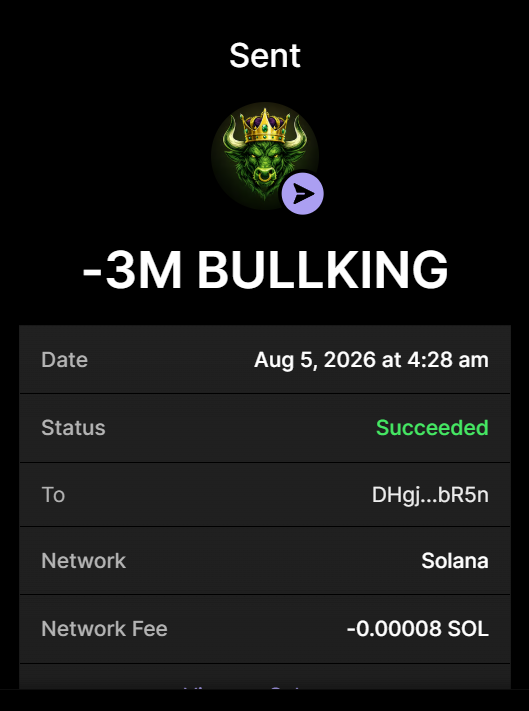 BullKingXSol's tweet photo. ✅PURCHASE OF 3 MILLION $BULLKING FOR 0.2 SOL 

Buy $BULLKING ON X

Send Between 0.2 SOL and 10 SOL to :
Dw8okb8BLa3LAkxRfE3hpZkkMdCQkBn7iM1i4rTRHZ2b

1 SOL = 15 Million $BULLKING 
5 SOL = 30Million $BULLKING + 100% BONUS

Retweet &amp; Drop your solana wallet for 100,000 $BULLKING https://t.co/tVrOxVNFDa