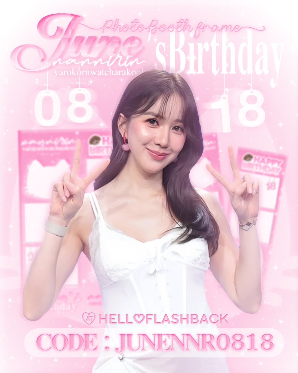 Mickeyisjland's tweet photo. Photo Booth frame event for 
"Birthday Wish June Nannirin💗"
@JUNE_NANNIRIN  ⌒♡

Code :JUNENNR0818
📍( @helloflashback ) — pockr 
🗓️ 8 AUG ONWARDS !

(สำหรับคนที่อยากเก็บเฟรมแต่ไม่สะดวกไปเก็บโปรเจคทางบ้านเชิญได้เลยน้าคั้บบ ✨💗)

Made with love . +ﾟ
#JuneNannirin #จูนณัณณิริน https://t.co/J0IdyZhm7W