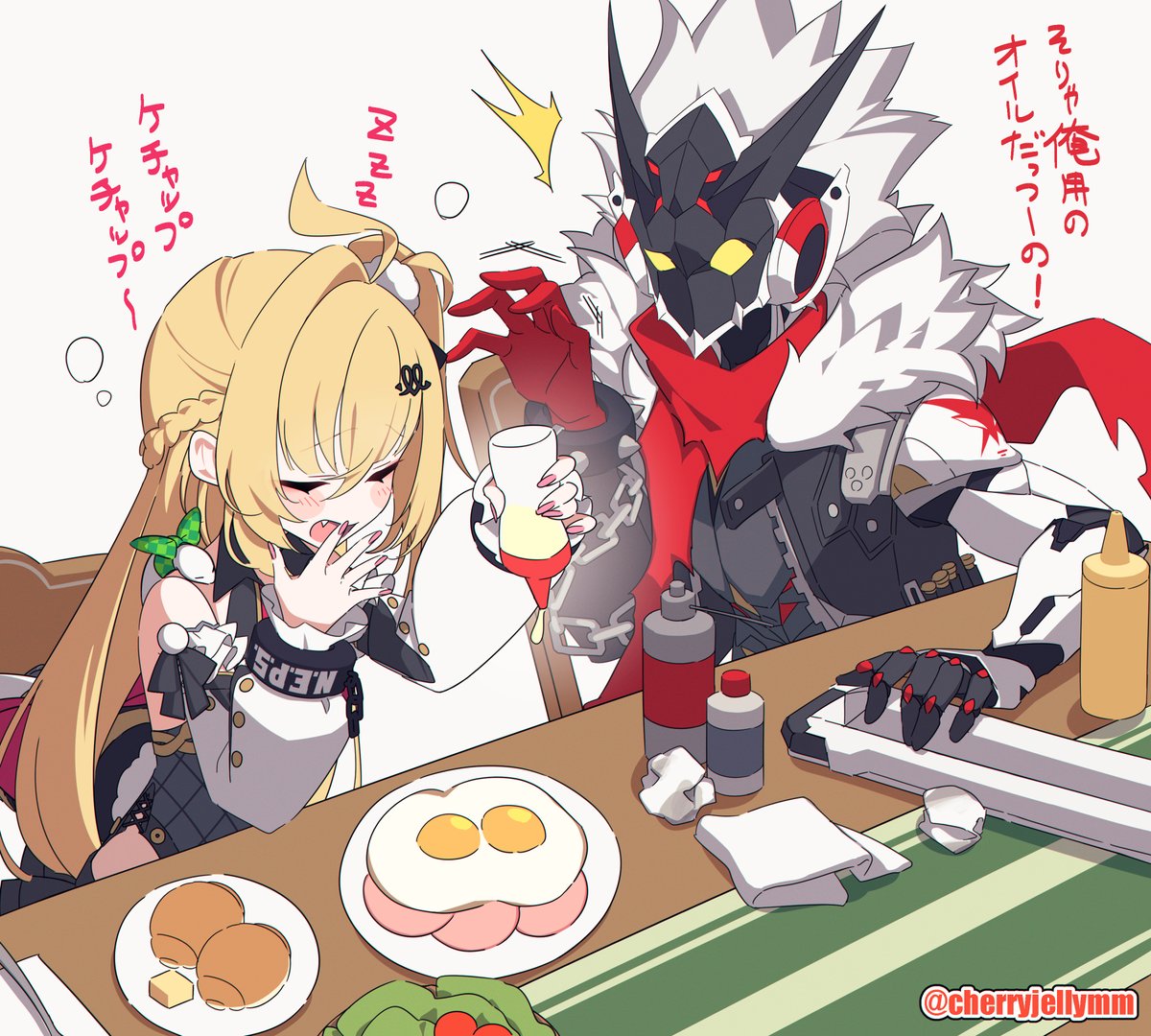 cherryjellymm's tweet photo. 朝食時の寝ぼけシーシィアかわいかったね🍳 https://t.co/jTlOS4aMt9