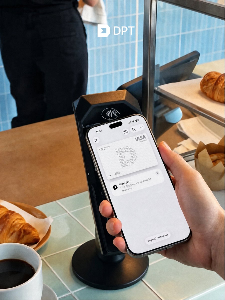 DptPay's tweet photo. GM βοΈ
Coffee, croissant, one tap. π₯
The barista saw a Visa payment in local currency. π³
She didn't see a stablecoin, a wallet, or an address.
#ApplePay #Stablecoins #DPTCard #Visa https://t.co/BRVH4LxMjH