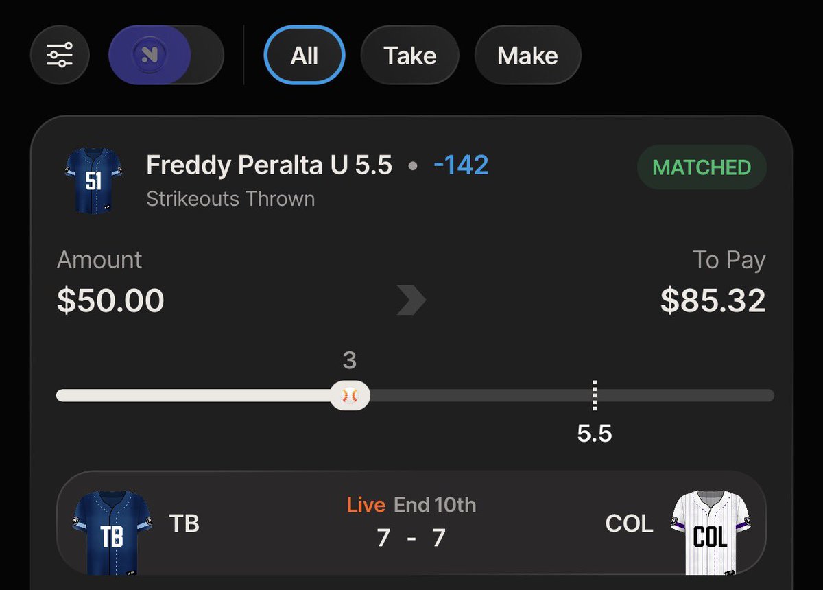 MattyChucks's tweet photo. CASH MY OTHER MLB PLAY ✅

Freddy Peralta under 5.5 K’s ✅

Novig POD’s might be a move ❤️ https://t.co/PfRLDhJQay