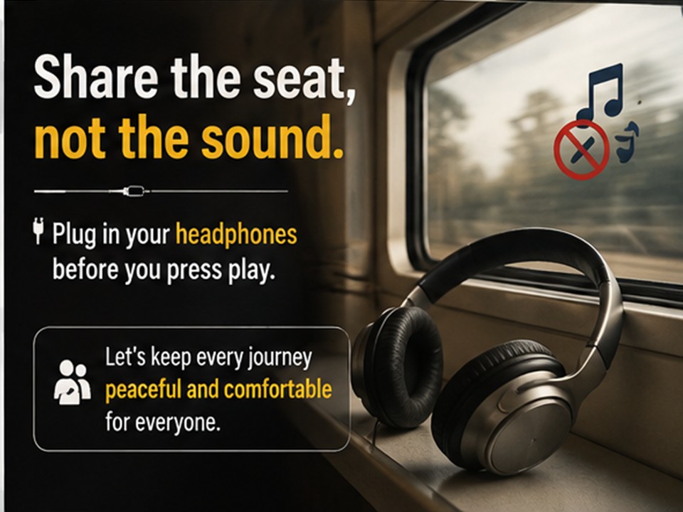 drmmumbaicr's tweet photo. 🎧 Share the seat, not the sound. Plug in your headphones before you press play. Let's keep every journey peaceful and comfortable for everyone #UseEarphones #CutTheNoise #TravelResponsibily
@Central_Railway @YatriRailways https://t.co/9D4uUAIspw
