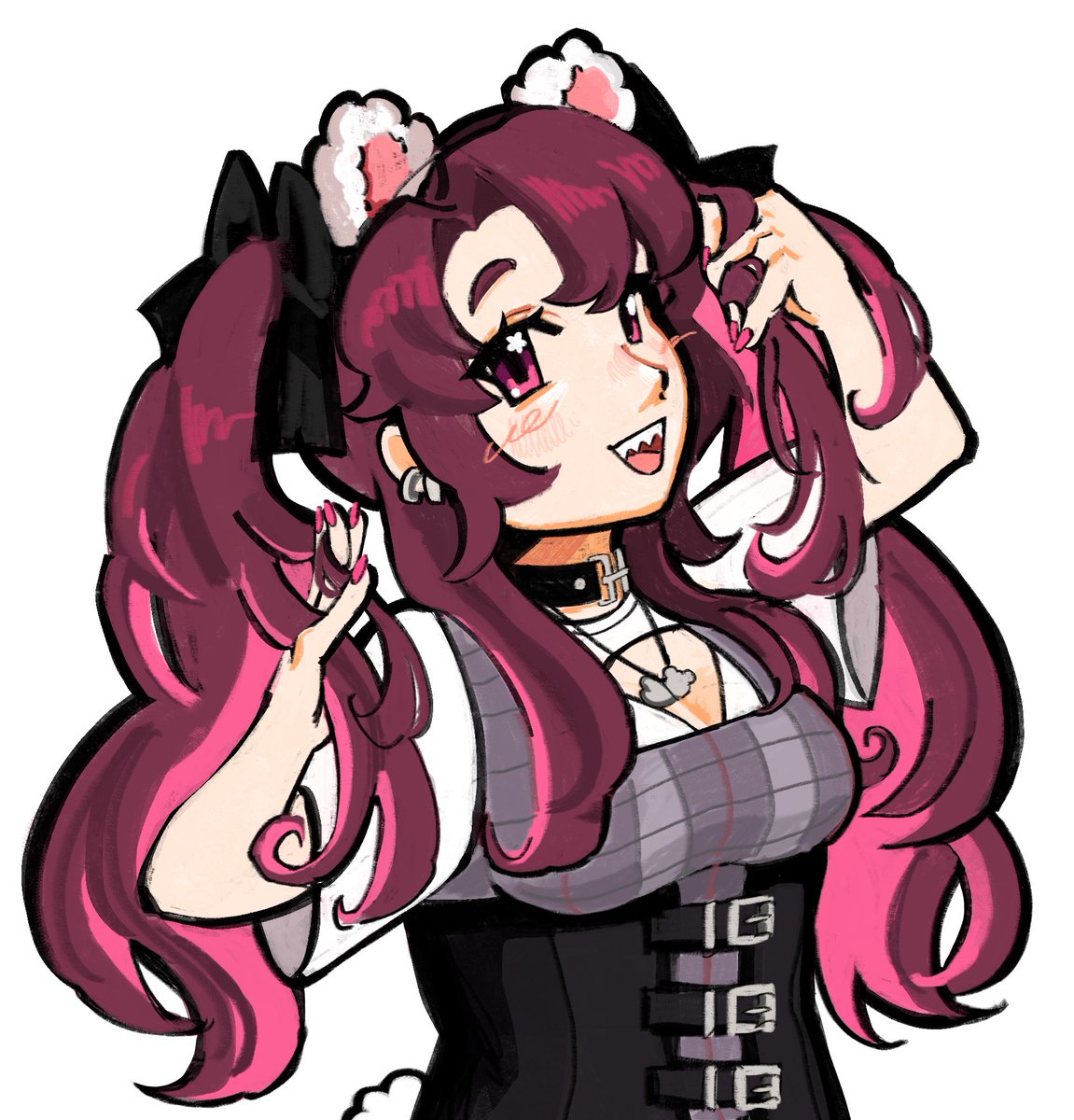 vicks_s0's tweet photo. here’s a quick drawing I did of Dani with her cute pigtails like in her ref sheet #polartwt https://t.co/pIYGPsLbKE