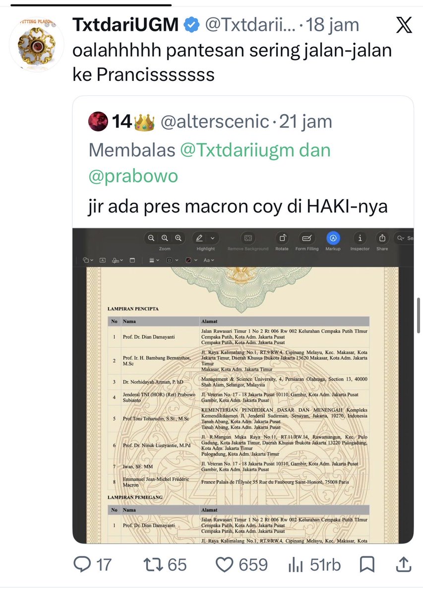kangdede78's tweet photo. Semua narasi yg kamu cuitan @Txtdariiugm tendensius langsung menuduh Presiden Prabowo yang ngajuin Nobel.

Ini tuduhan serius. https://t.co/7kOprcbB4g