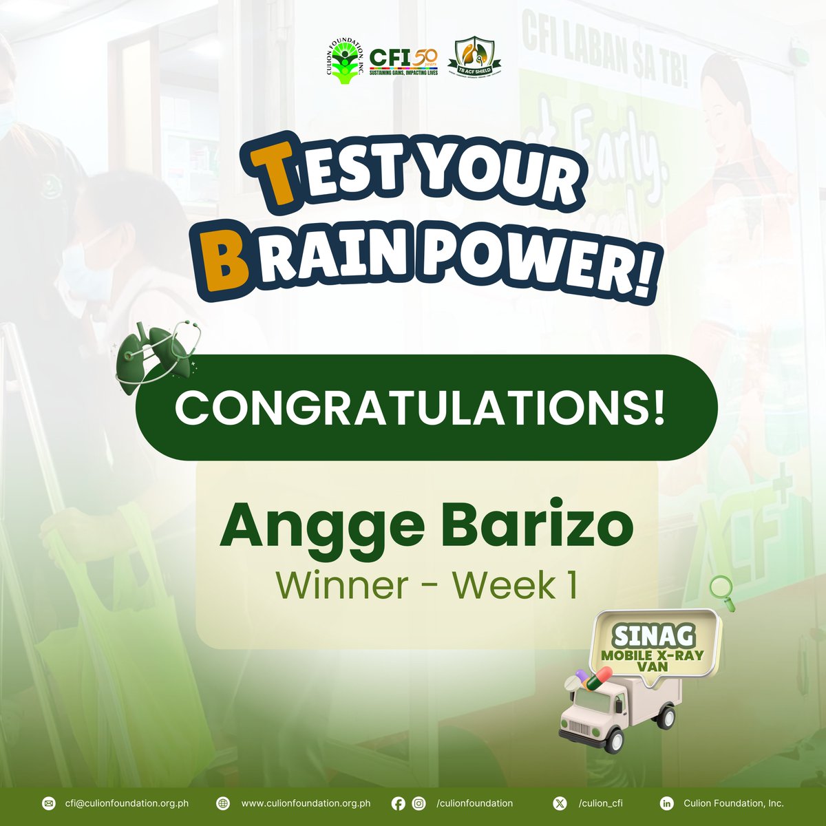 culion_cfi's tweet photo. 𝗧𝗲𝘀𝘁 𝗬𝗼𝘂𝗿 𝗕𝗿𝗮𝗶𝗻 𝗣𝗼𝘄𝗲𝗿 𝗪𝗶𝗻𝗻𝗲𝗿 - 𝗪𝗲𝗲𝗸 𝟭! 
Congratulations, 𝗠𝘀. 𝗔𝗻𝗴𝗴𝗲 𝗕𝗮𝗿𝗶𝘇𝗼!  You are last week's #TestYourBrainPower Quiz winner! Please send us a private message within 𝟰𝟴 𝗵𝗼𝘂𝗿𝘀 to claim your 𝗚𝗖𝗮𝘀𝗵 𝗿𝗲𝘄𝗮𝗿𝗱. https://t.co/Byx1D2L6r6
