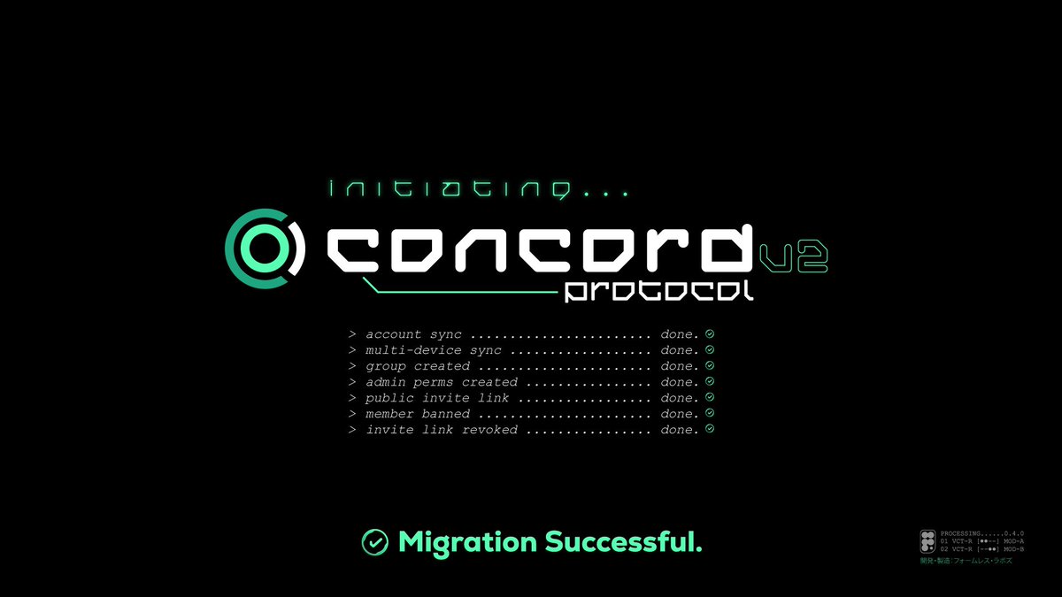 VectorPrivacy's tweet photo. Concord v2 Migration ... Successful ✅

Vector v0.4.1 is now on Concord v2.

The new group chat encryption protocol integrated since v0.4.0 has gone through some significant improvements and changes thanks to some great minds and contributions from around the world.

🧵More Below https://t.co/9qSb8glfGv